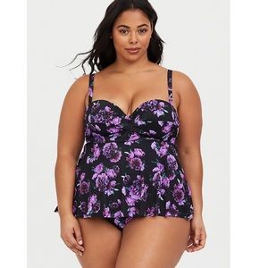 Torrid Floral Underwire Knot Front Tankini Top-2